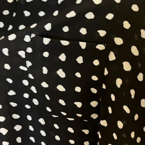 Pleione Long Sleeve Polka Dots Blouse Black White Size L Large, v-neck - Picture 3 of 6